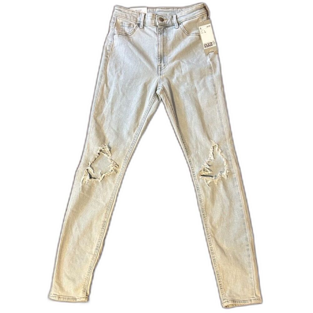 H&M Curvy Jeggings High Waist Light Wash Denim Millennial Skinny Fit Stretchy 2